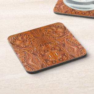 Cowboy Southwestern Rustic brown western country Coaster