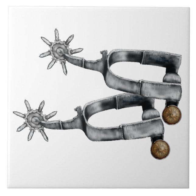 Cowboy Spurs  Ceramic Tile (Front)