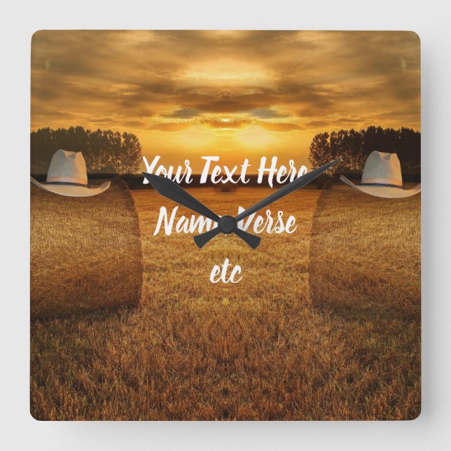 Cowboy Square Wall Clock (Front)