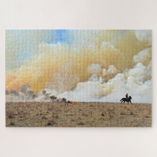 Cowboy Starting a Controlled Burn Jigsaw Puzzle