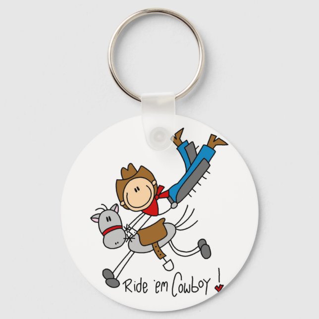Cowboy Stick Figure Tshirts and Gifts Key Ring (Front)