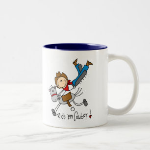Cowboy Stick Figure Tshirts and Gifts Two-Tone Coffee Mug