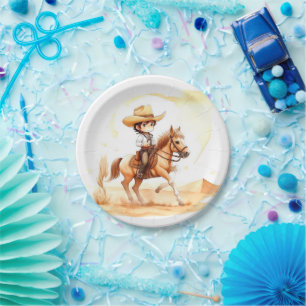 Cowboy-Style Rustic Boy Baby Shower Paper Plate