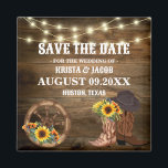 Cowboy Sunflower Western Wedding Save The Date Magnet<br><div class="desc">Ensure your guests mark their calendars with our Cowboy Sunflower Western Wedding Save The Date Magnet. Perfect for setting a rustic and heartfelt tone, this magnet features iconic cowboy and bright sunflower designs that symbolise adventure and vibrancy. Ideal for a country-style wedding, these magnets serve as a beautiful and practical...</div>