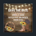 Cowboy Sunflower Western Wedding Save The Date Magnet<br><div class="desc">Ensure your guests mark their calendars with our Cowboy Sunflower Western Wedding Save The Date Magnet. Perfect for setting a rustic and heartfelt tone, this magnet features iconic cowboy and bright sunflower designs that symbolise adventure and vibrancy. Ideal for a country-style wedding, these magnets serve as a beautiful and practical...</div>