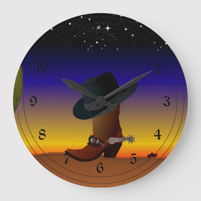 Cowboy Sunset Large Clock (Front)