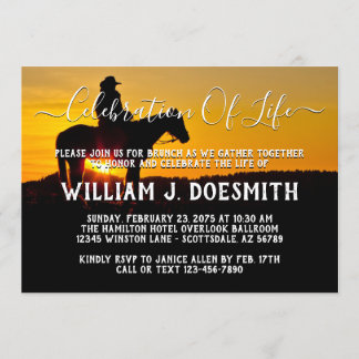 Cowboy Sunset Memorial Service Announcement