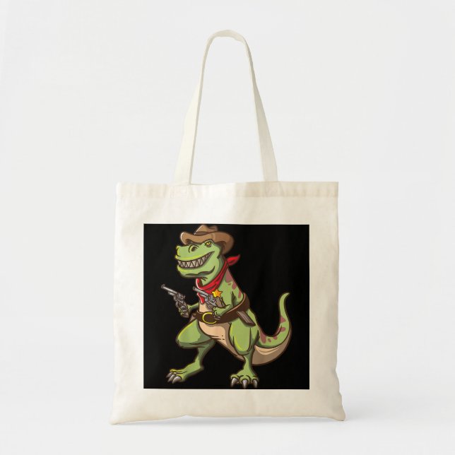 Cowboy T Rex Dinosaur Kids  Wild West Country Boys Tote Bag (Front)