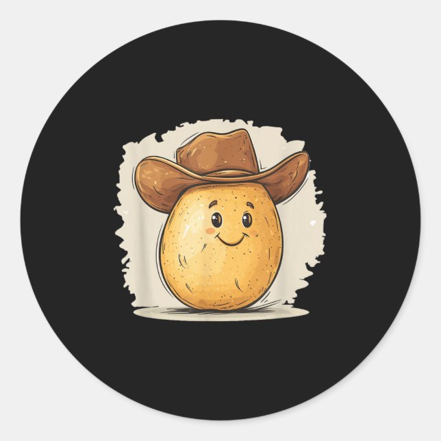 Cowboy Tato Costume With Western Hat For Boys And  Classic Round Sticker (Front)
