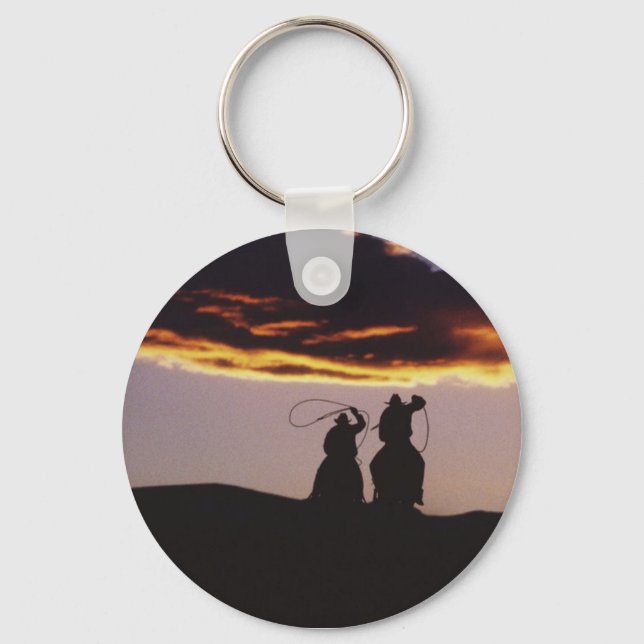 Cowboy Team with Lassoes Key Ring (Front)