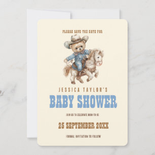 Cowboy Teddy Bear Baby Shower Save the Date