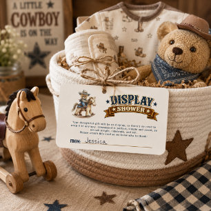 Cowboy Teddy Bear Display Baby Shower  Enclosure Card