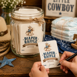 Cowboy Teddy Bear Western QR RSVP  Baby Shower  Enclosure Card
