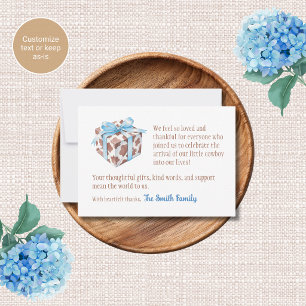 Cowboy Theme Baby Shower Thank You Cards Cow Print