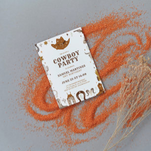 Cowboy Theme Kids Birthday Party Invitation