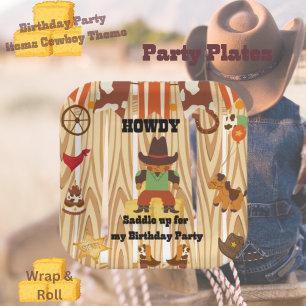Cowboy Themed Birthday Paper Plate