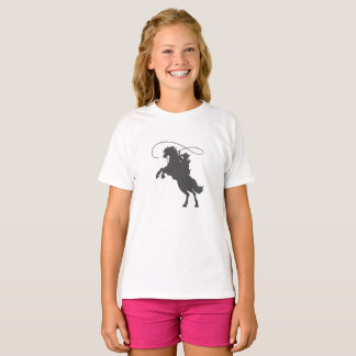 cowboy throwing lasso riding rearing up horse T-Shirt
