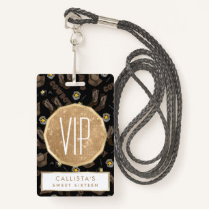 Cowboy Typography Artsy Cool Brown Watercolor ID Badge