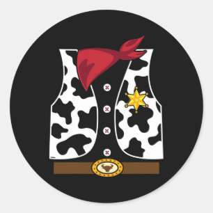 Cowboy Vest Western Sheriff Costume Cool Easy Hall Classic Round Sticker