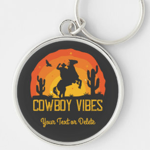 Cowboy Vibes Custom Name Key Ring
