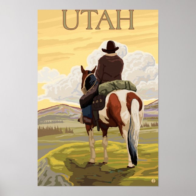 Cowboy (View from Back)Utah Poster (Front)