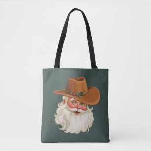 Cowboy Vintage Santa Funny Retro Western Tote Bag
