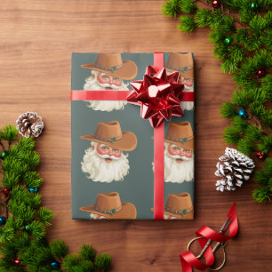 Cowboy Vintage Santa Funny Retro Western Wrapping Paper