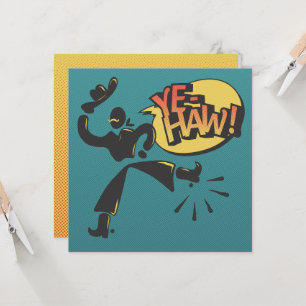 Cowboy vs ninja pop art - retro card