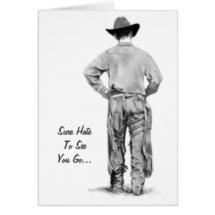 Cowboy Walking: Pencil Realism Art: Leaving