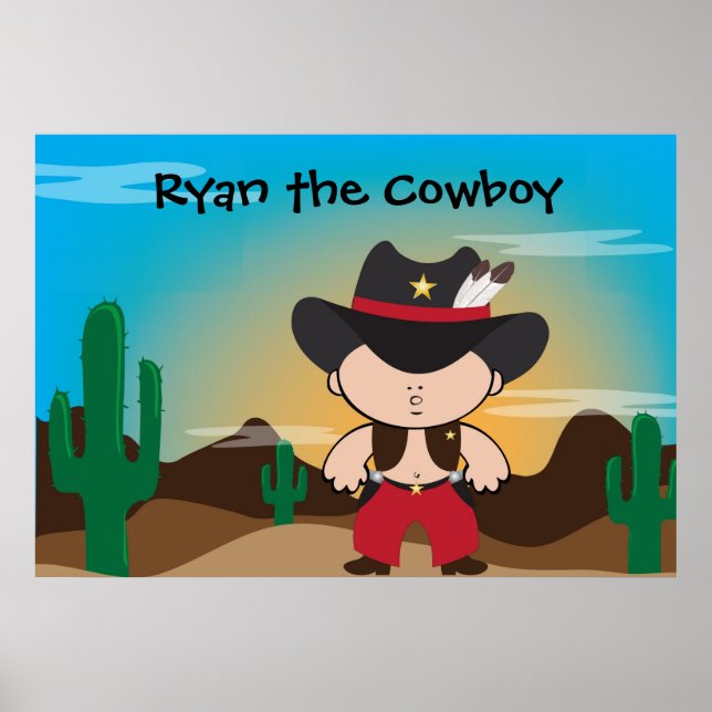 Cowboy wearing Sheriff hat room decor Poster (Front)