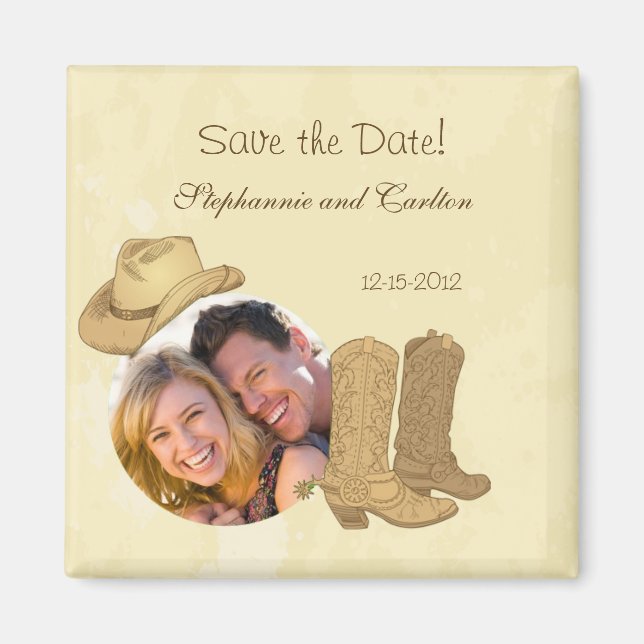 Cowboy Wedding Announcement Magnet (Front)