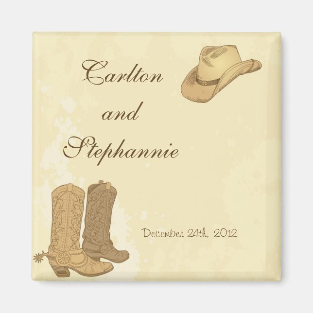 Cowboy Wedding Magnet Favour (Front)