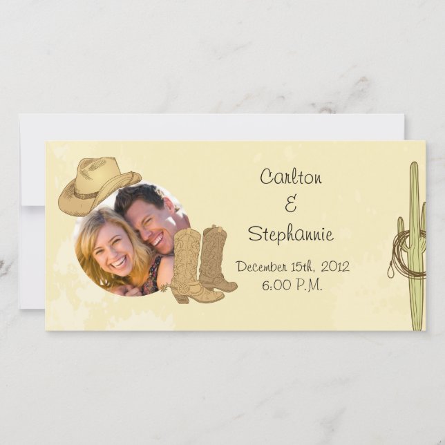 Cowboy Wedding Photo Announcement (Front)