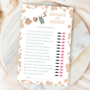 Cowboy Western Baby Shower Mummy or Daddy Game