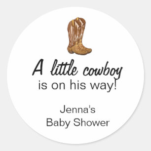 Cowboy Western Baby Shower Thank You  Classic Round Sticker