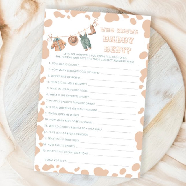 Cowboy Western Baby Shower Who Knows Daddy Best (Creator Uploaded)