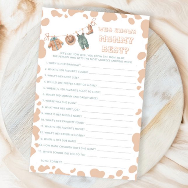 Cowboy Western Baby Shower Who Knows Mummy Best (Creator Uploaded)