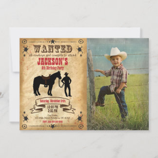 Cowboy Western Birthday Invitation / Wanted Poster