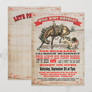 Cowboy Western Birthday Party Invitations