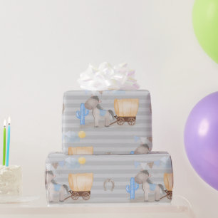 Cowboy Western  Boots, Hats & Cacti Rustic Rodeo Wrapping Paper