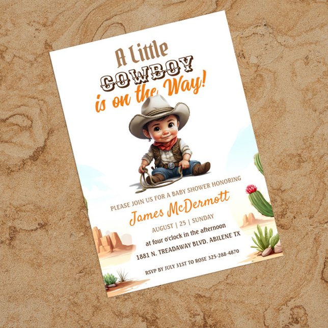 Cowboy Western Boy Baby Shower Invitation (Creator Uploaded)