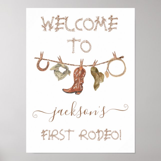 Cowboy Western Boy Clothesline 1st Rodeo Poster (Front)