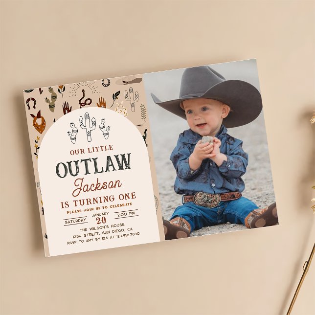 Cowboy Western Boys Birthday Photo Invitation (Creator Uploaded)