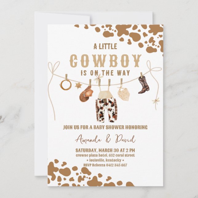 Cowboy Western Brown Plaid Baby shower Invitation (Front)
