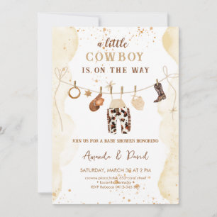 Cowboy Western Brown Plaid Baby shower Invitation