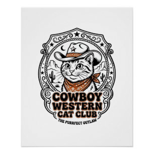 Cowboy Western Cat Pet Lover Shirt Art - Cowboy We Poster