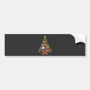 Cowboy Western Christmas Tree Santa  Bumper Sticker