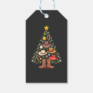 Cowboy Western Christmas Tree Santa  Gift Tags