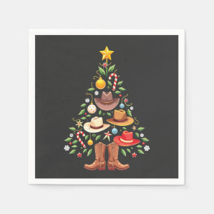 Cowboy Western Christmas Tree Santa  Napkin