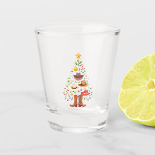 Cowboy Western Christmas Tree Santa Shot Glass